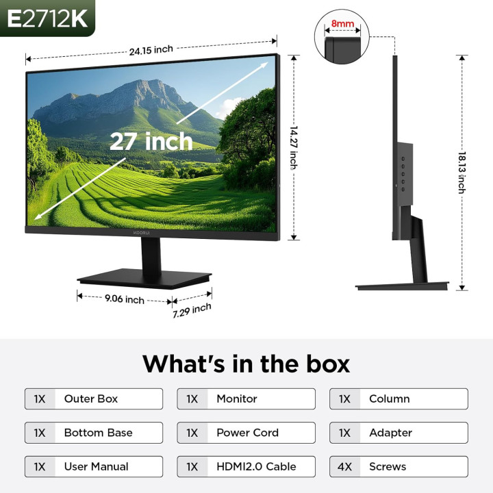 Монитор KOORUI E2712K, 27" FHD 144Hz LCD матов - 5