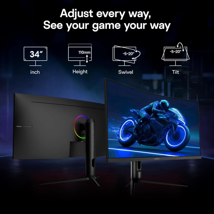 Монитор KOORUI G3441XC, 34" QHD Ultra Wide 3440x1440 240Hz VA - 6