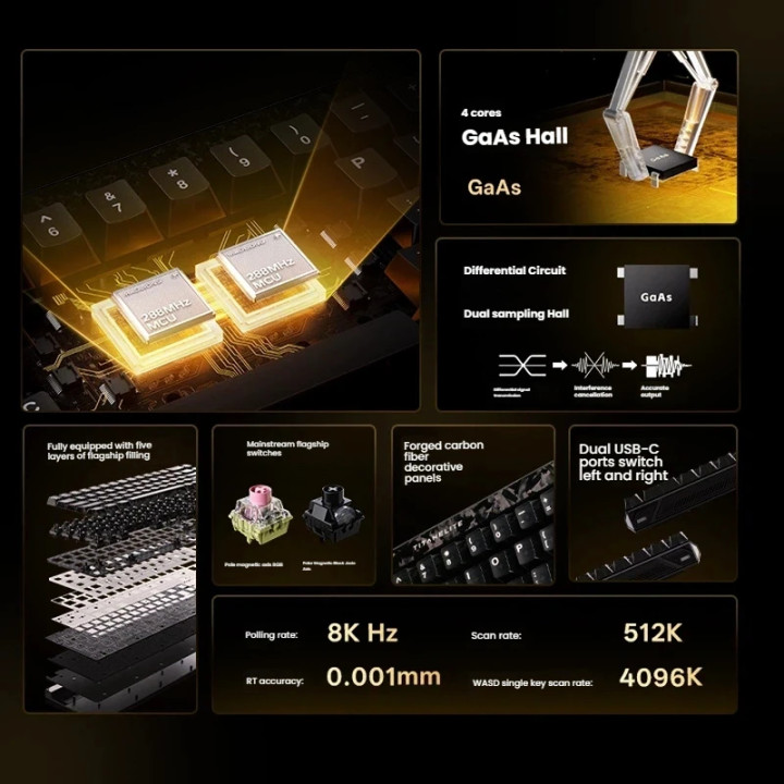 Механична геймърска клавиатура Madlions TITAN 68 TURBO, 68%, Magnetic Fuguang суичове, 8K polling rate - TITAN-68-TURBO - 6