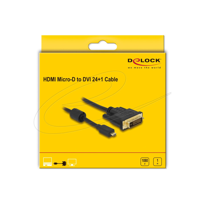 Кабел DeLock micro HDMI към DVI-D, 1м, черен - DELOCK-83585 - 2