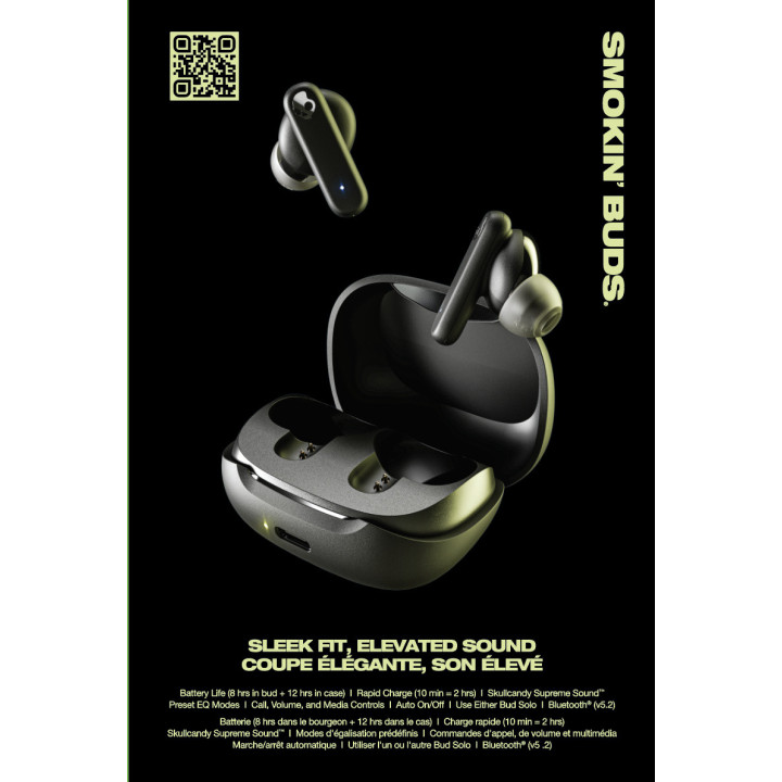 Безжични слушалки Skullcandy Smokin' Buds, True Wireless, True Black - S2TAW-R740 - 2