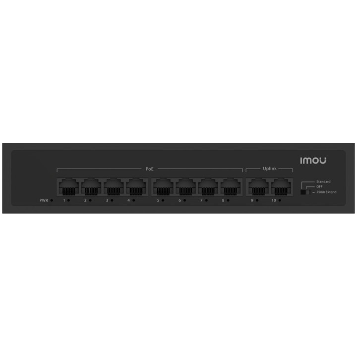 Мрежов комутатор IMOU SF110P, 10-портов unmanaged PoE, 8x PoE 10/100, 2x uplink, 65W, 4KV защита - 2