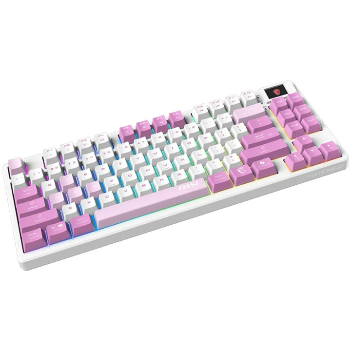 Bluetooth механична геймърска клавиатура MSI FORGE GK600 TKL, 1.06" дисплей, Linear Switches, PBT капачки, RGB подсветка, 2.4GHz