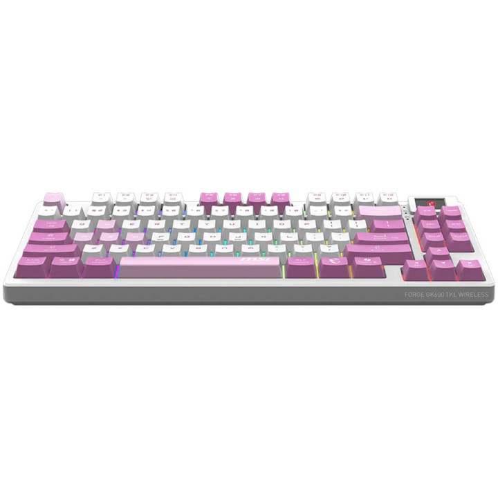 Bluetooth механична геймърска клавиатура MSI FORGE GK600 TKL, 1.06" дисплей, Linear Switches, PBT капачки, RGB подсветка, 2.4GHz