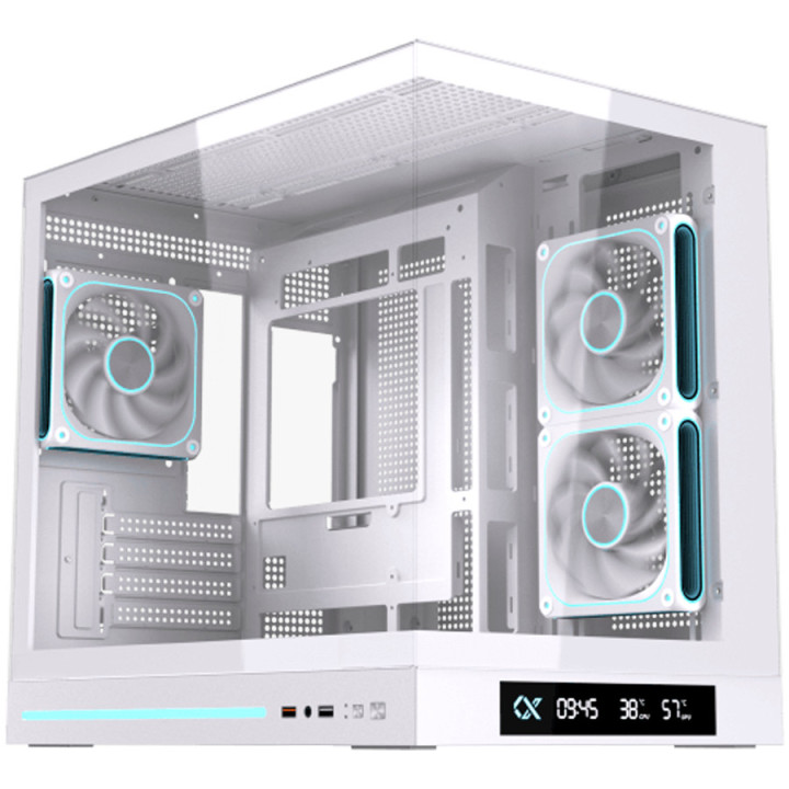 Кутия за компютър XIGMATEK Cloud M DGT 3AF Arctic, Midi Tower Micro ATX, LCD дисплей, бяла - EN49644 - 1