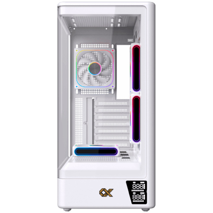 Кутия за компютър XIGMATEK Moon DGT Arctic, Midi Tower, Extended ATX, LCD дисплей, 6 вентилатора, Бял - EN49668 - 2