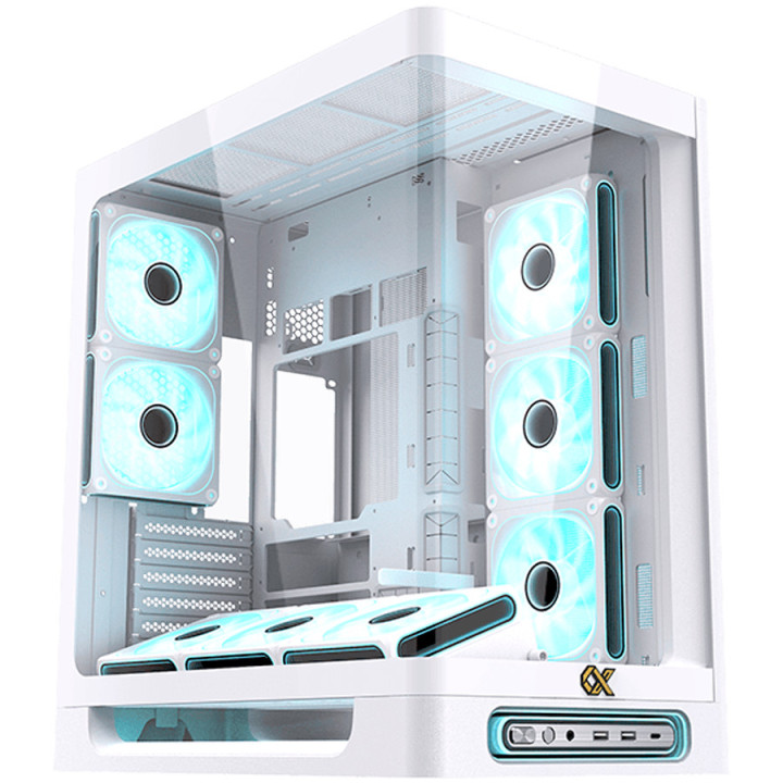 Кутия за компютър XIGMATEK Heaven Air Arctic, Midi Tower, Темпирано стъкло, ARGB LED, 11бр. вентилатора - EN49606 - 1
