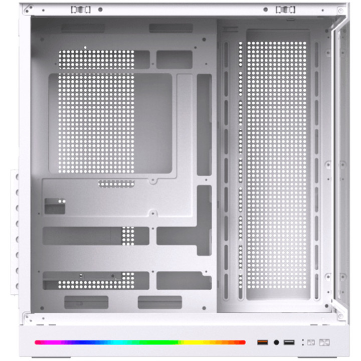 Кутия за компютър XIGMATEK Cloud DGT Arctic, Midi Tower, LCD дисплей, Extended ATX, 3x 120mm ARGB, закалено стъкло, бял - EN4962