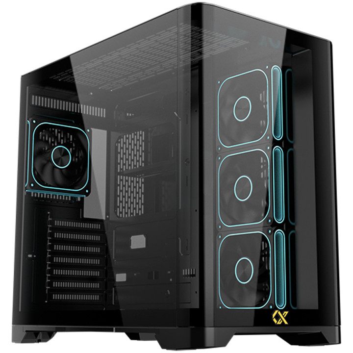 Кутия за компютър XIGMATEK Crystal Storm V2, Midi Tower EATX, Закалено стъкло, 3x 120mm RGB вентилатора - EN49392 - 1
