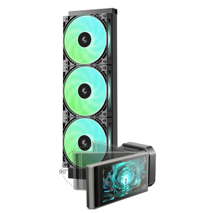 Водно охлаждане за процесор DeepCool LT360 VISION ARGB, 4.5" IPS LCD 854x480, LGA1851/AM5 - R-LT360VISIONBKAMMC-G-1 - 2