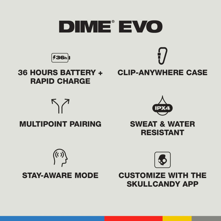 Безжични слушалки Skullcandy Dime Evo, бели - S2DTW-S951 - 5