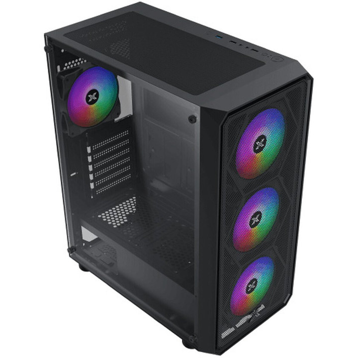 Кутия за компютър Xigmatek DUO X, ATX/EATX, 4бр вентилатора RGB, черна - EN45134 - 2