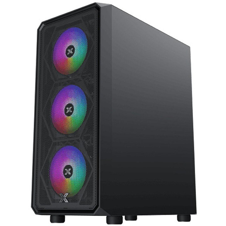 Кутия за компютър Xigmatek DUO X, ATX/EATX, 4бр вентилатора RGB, черна - EN45134 - 4