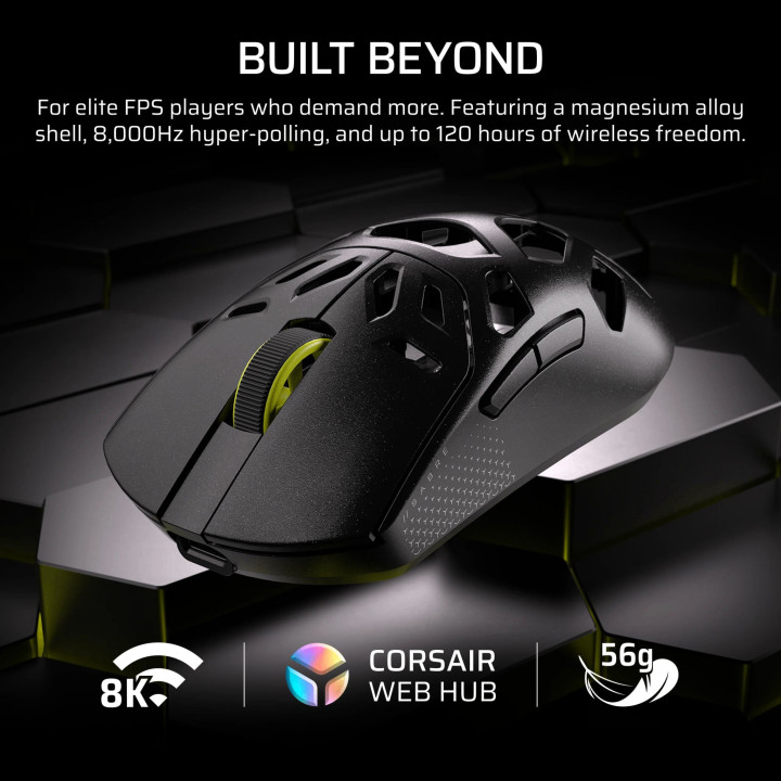 Безжична геймърска мишка Corsair SABRE v2 PRO MG, Магнезиева, Черна - CH-931G100-WW - 2