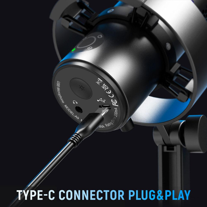 Настолен микрофон FIFINE A9, Кондензаторен, USB Type-C, 4 полярни модела, Черен - FIFINE-A9 - 4