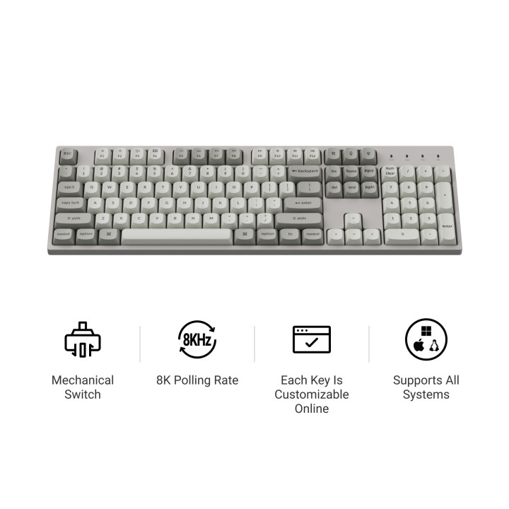 Механична геймърска клавиатура Keychron C2 Pro, пълен размер, USB, RGB подсветка, Keychron Red Brown суичове - C2PX-M1 - 5