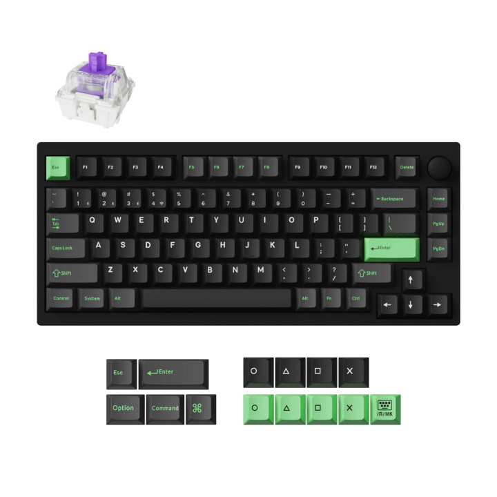 Безжична механична геймърска клавиатура Keychron Lemokey P1 HE, 75%, Gateron Double-Rail Magnetic Nebula Switch, RGB подсветка -