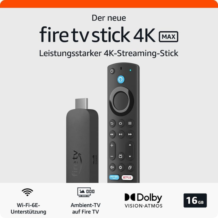 Мултимедиен плеър AMAZON Fire TV Stick Max Gen2, Wi-Fi 6, 4K, Android - B0BTFCP86M - 2