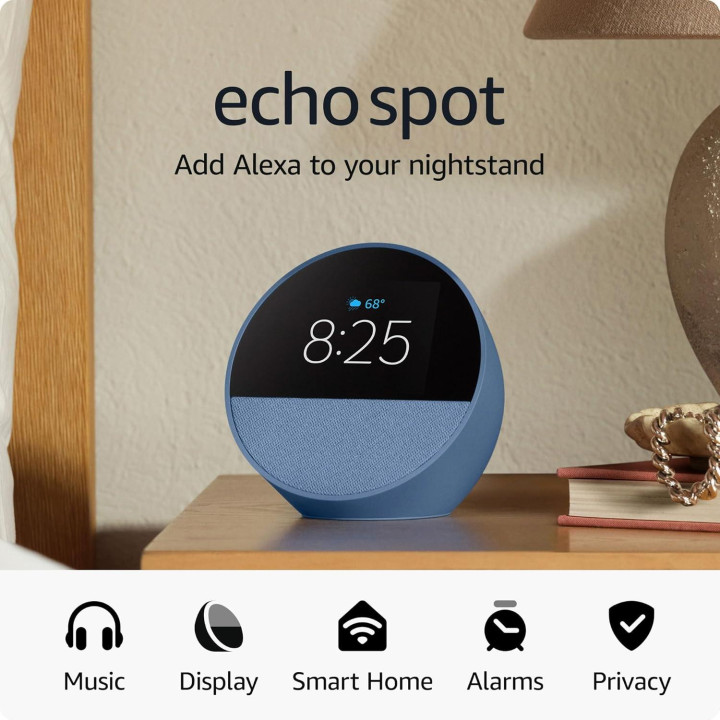 Смарт колонка Amazon Echo Spot, 2.7" Touch Display, Gласов асистент, Bluetooth/Wi-Fi, 3W RMS, син - B0C2RSJHS6 - 3