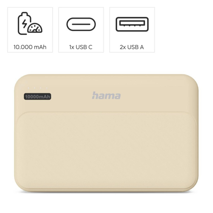 Външна батерия HAMA Pocket 10, 10000 mAh, USB-C/USB-A - HAMA-201773 - 2