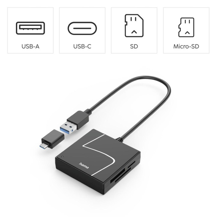 Четец за карти HAMA, USB-A 3.0, SD/microSD/CF/MS - HAMA-200148 - 8