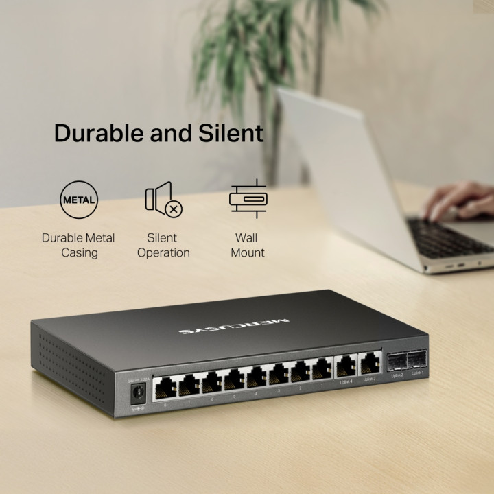 Мрежов комутатор Mercusys MS112GMP, 12-портов гигабитов с 8 PoE+ порта  - 9