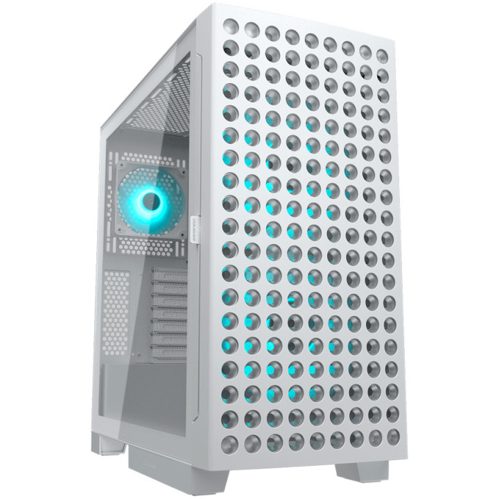 Кутия за компютър COUGAR AIRFACE ECO RGB, Midi Tower, ATX, ARGB вентилатора: 2x180mm отпред + 1x120mm отзад, Бял - CGR-5YA2W-RGB