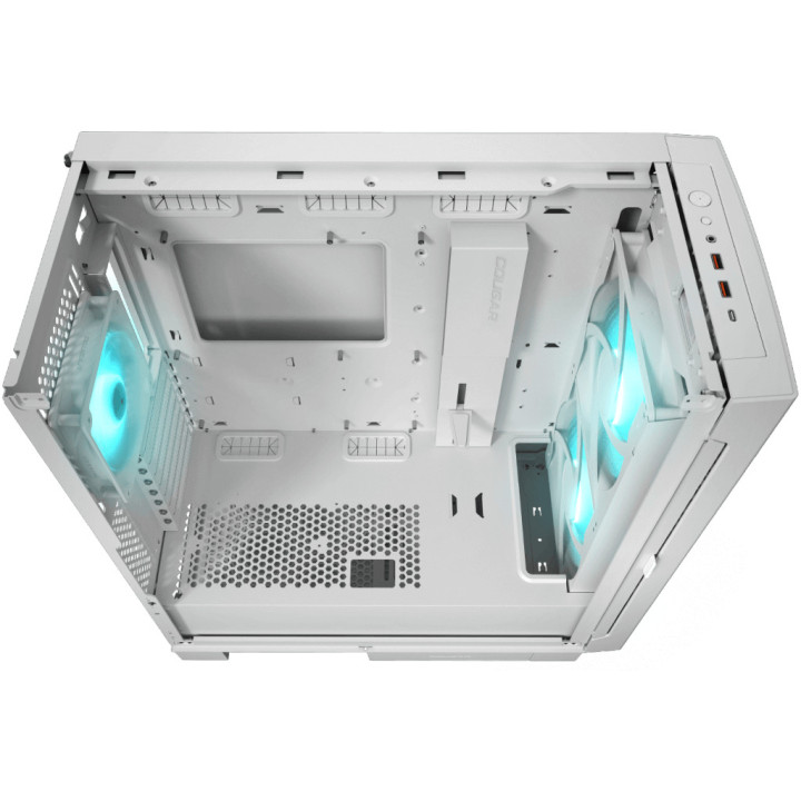 Кутия за компютър COUGAR AIRFACE ECO RGB, Midi Tower, ATX, ARGB вентилатора: 2x180mm отпред + 1x120mm отзад, Бял - CGR-5YA2W-RGB
