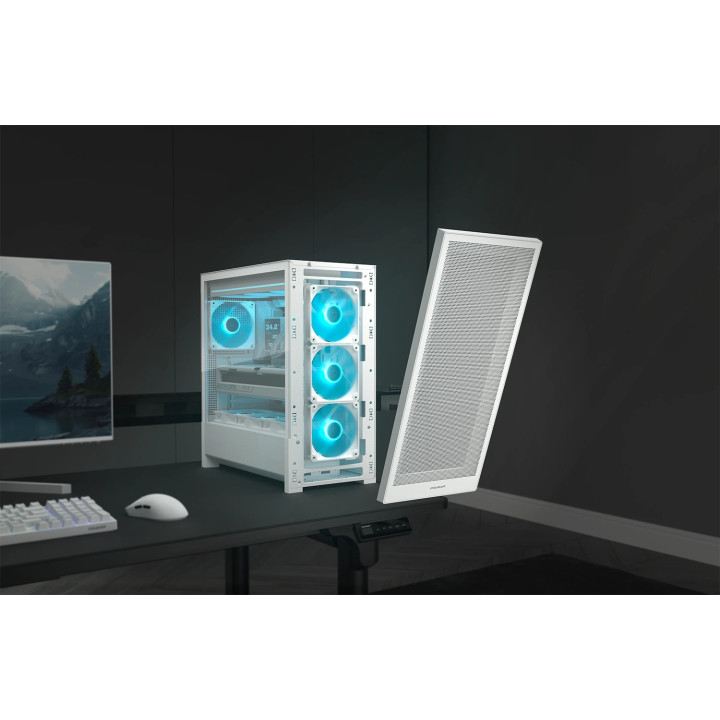 Кутия за компютър COUGAR GAMING MX230 RGB, Midi Tower, Бял, RGB контрол, 4x 120mm aRGB вентилатора - CGR-2PC8W-RGB - 2