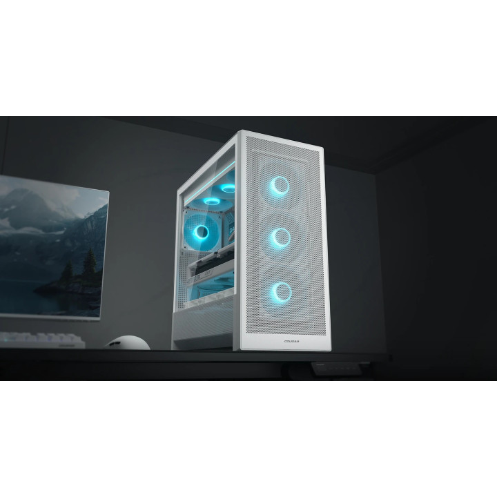 Кутия за компютър COUGAR GAMING MX230 RGB, Midi Tower, Бял, RGB контрол, 4x 120mm aRGB вентилатора - CGR-2PC8W-RGB - 3
