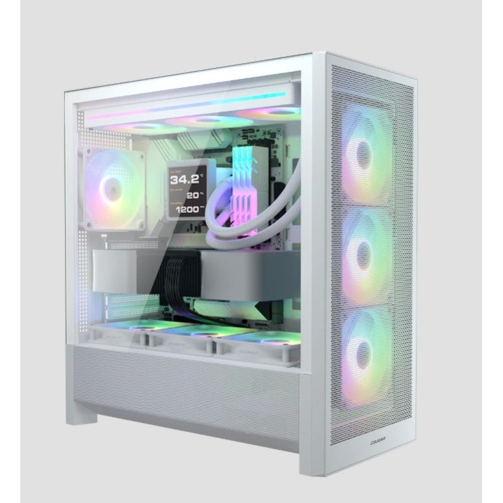 Кутия за компютър COUGAR GAMING MX230 RGB, Midi Tower, Бял, RGB контрол, 4x 120mm aRGB вентилатора - CGR-2PC8W-RGB - 4