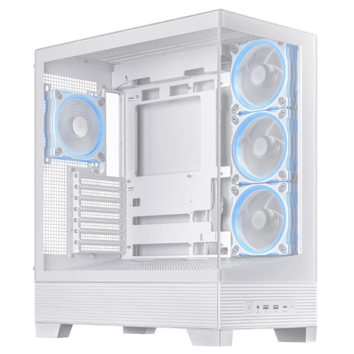 Кутия за компютър ASUS A31 Plus TG White, Middle Tower, ATX/mATX/ITX, Прозрачен капак - 90DC00R3-B19000 - 2