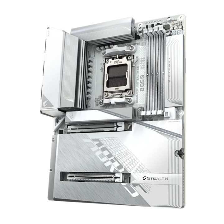 Дънна платка Gigabyte B850 AORUS STEALTH ICE, AMD AM5, WiFi 7, DDR5, 4x M.2 - B850 A STEALTH ICE - 5
