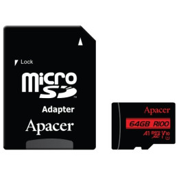 SD карта Apacer, 64GB microSDXC UHS-I U1 V10 A1 - AP64GMCSX10UB-R - 1