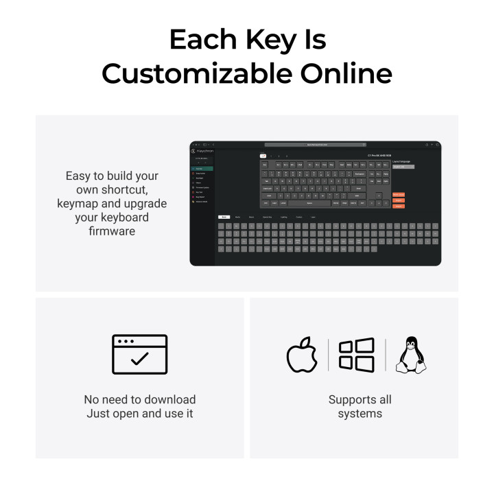 Геймърска механична клавиатура Keychron C1 Pro 8K QM, Super Brown Switch - C1PX-M3 - 7