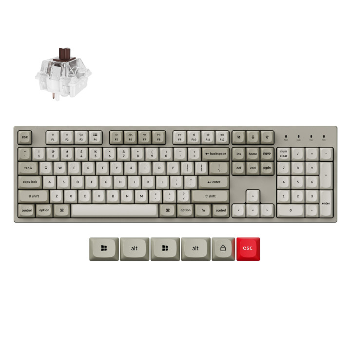 Геймърска механична клавиатура Keychron C2 Pro 8K QMK - Super Brown Switch, Full Size - C2PX-M3 - 1