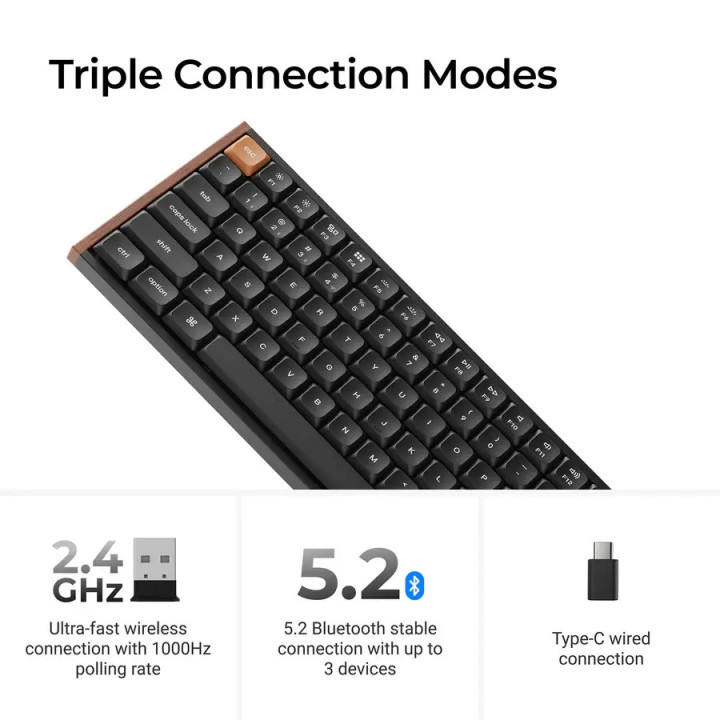 Безжчина механична клавиатура Keychron K3 MAX SE Black QMK/VIA - Milk POM Red Switch - K3M-F1 - 5