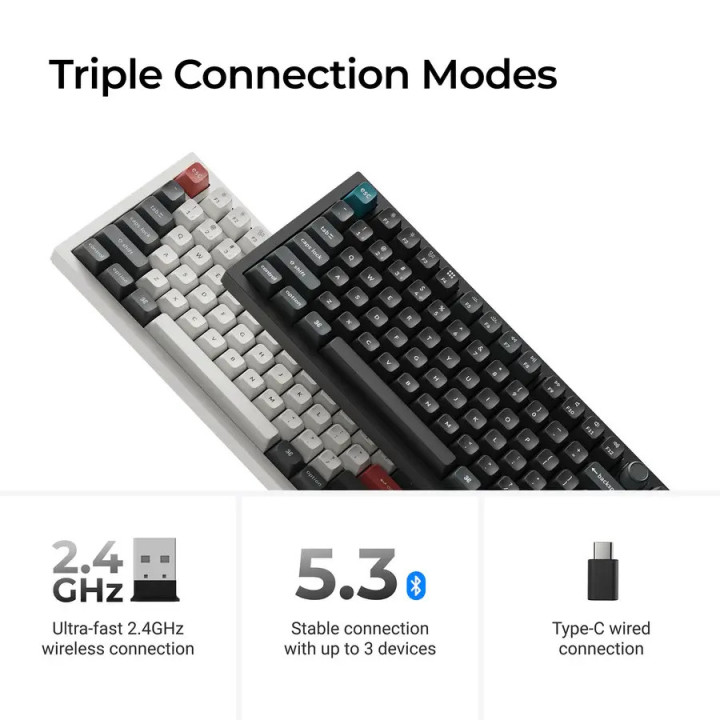 Безжична геймърска механичка клавиатура Keychron Q6 Ultra 8K Black - Silk POM Switch Brown - Q6U-M3 - 5