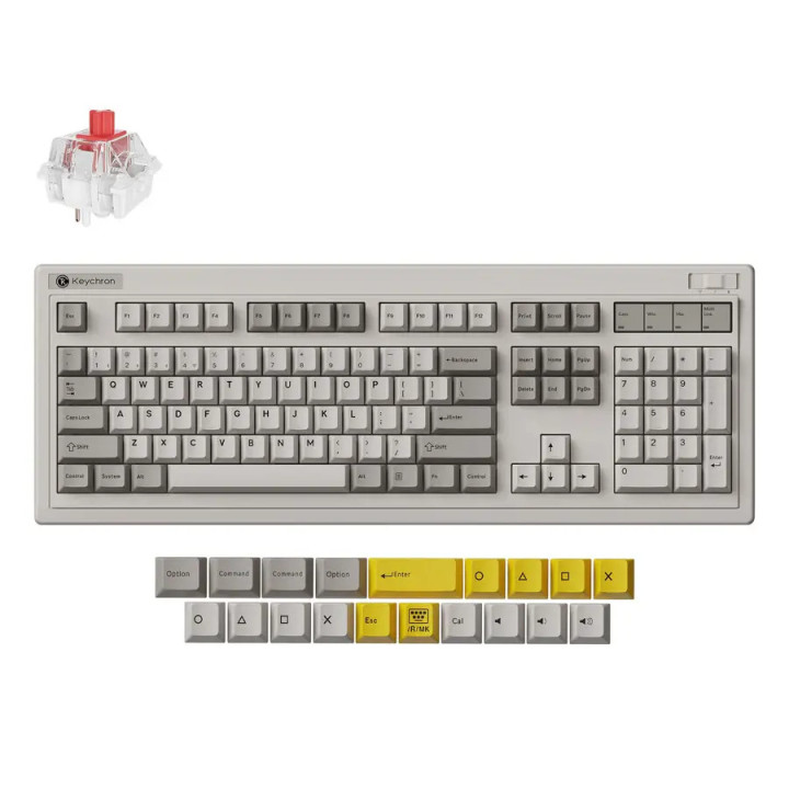 Безжична геймърска механичка клавиатура Keychron R6 QMK Retro - Super Red Switch - R6-M1 - 1
