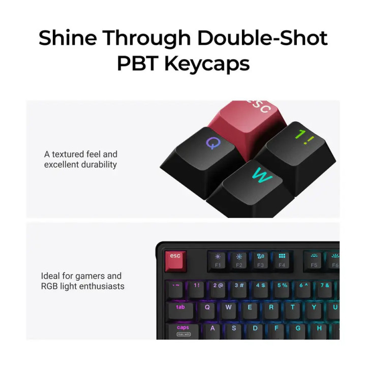 Геймърска Механична клавиатура Keychron C3 Pro 8K QMK - Super Red Switch, Hot-Swappable, RGB - C3PX-H1 - 5