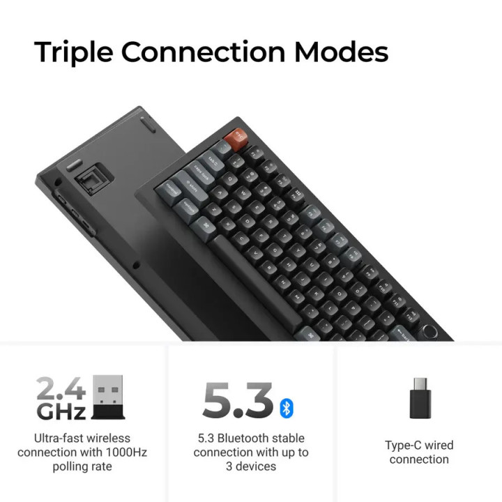 Безжична геймърска механичка клавиатура Keychron V6 Ultra 8K - Silk POM Switch Banana - V6U-D4 - 5