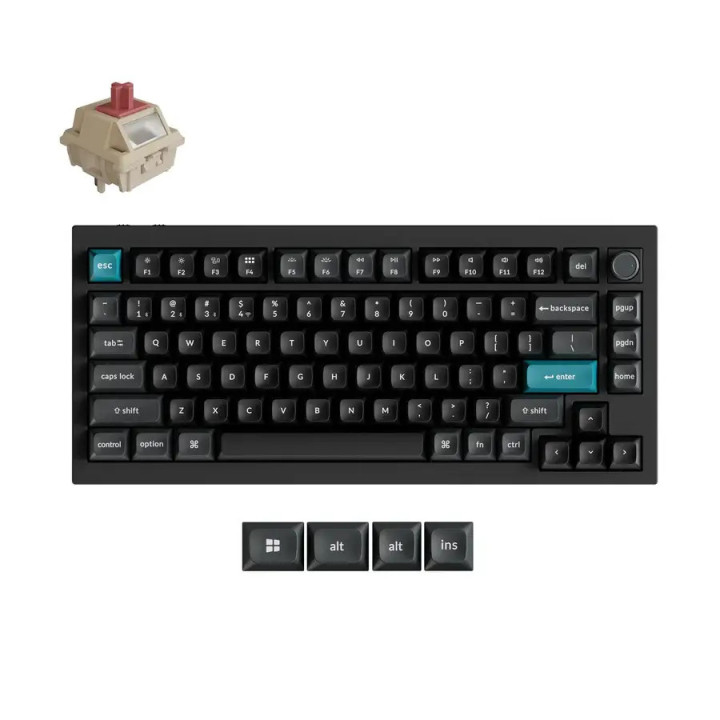 Безжична геймърска механичка клавиатура Keychron Q1 Ultra 8K Black - Silk POM Switch Red - Q1U-M1 - 1