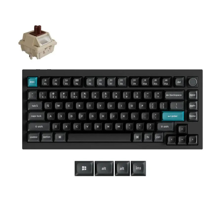 Безжична геймърска механичка клавиатура Keychron Q1 Ultra 8K Black - Silk POM Switch Brown - Q1U-M3 - 1
