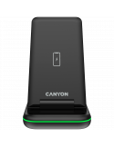 Безжично зарядно Canyon WS- 304 Foldable 3in1 Wireless charger, Type c to USB-A cable length 1.2m,  Black - CNS-WCS304B