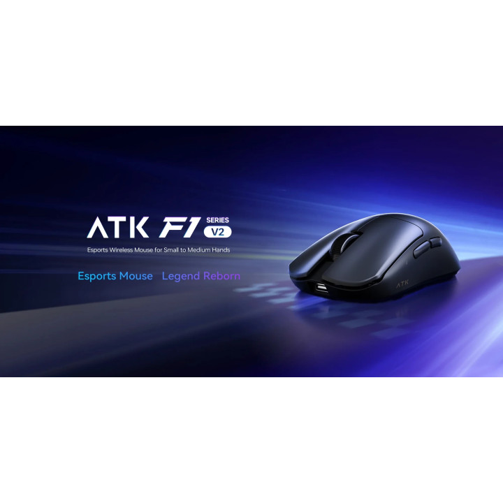 Безжична геймърска мишка ATK F1 Ultimate 2.0, Черна, PAW3950 Ultra сензор, 8000Hz, 42000 DPI - ATK-F1-ULTIMATE-2.0-BK - 2