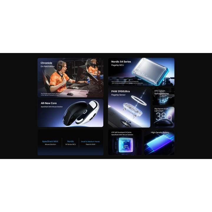 Безжична геймърска мишка ATK F1 Ultimate 2.0, Черна, PAW3950 Ultra сензор, 8000Hz, 42000 DPI - ATK-F1-ULTIMATE-2.0-BK - 3