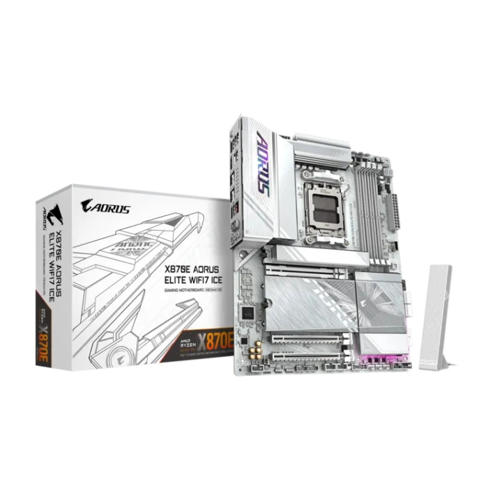 Дънна платка Gigabyte X870E AORUS ELITE WIFI7 ICE, DDR5, 4 DIMM слота - X870E A ELITE WF7 ICE - 1