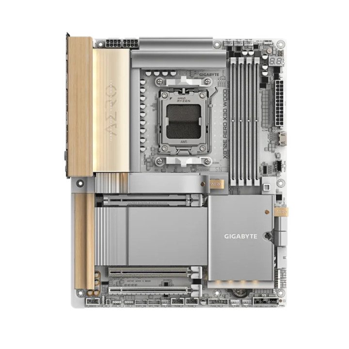 Дънна платка Gigabyte X870E Aero X3D Wood Edition, Wi-Fi 7, 4 DIMM слота, PCIe 5.0 - 5