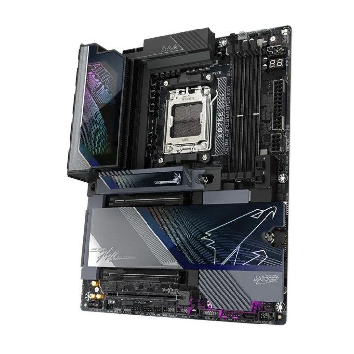 Дънна платка Gigabyte X870E AORUS MASTER X3D, AMD AM5 Ryzen, DDR5, 4 DIMM, PCIe 5.0 - X870E A MASTER X - 7