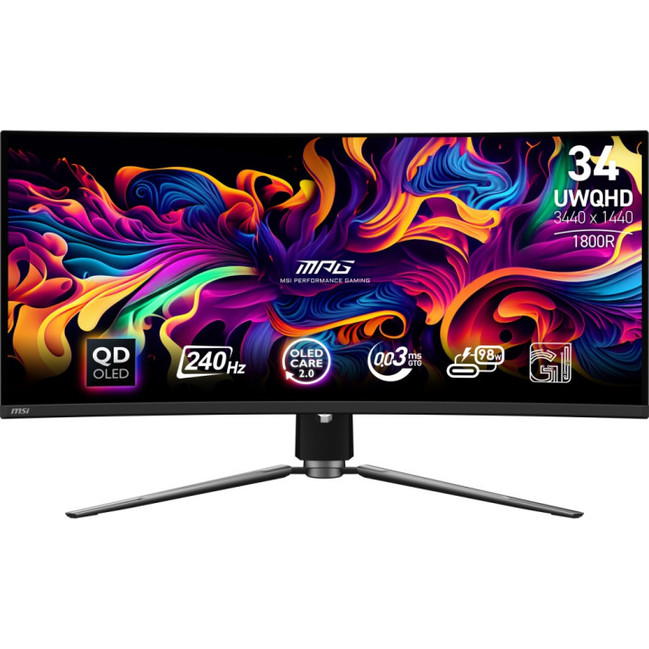 Монитор MSI MPG 341CQPX, 34" Curved 1800R QD-OLED 3440x1440 240Hz - 9S6-3DD04T-035 - 1